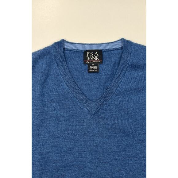 Jos A Bank Signature Collection Italian Merino Wool Sweater Blue Sz Medium - Picture 3 of 11